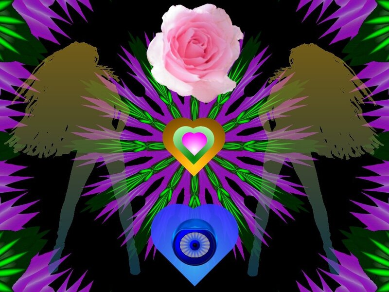 Pink Rose with Heart Symbols