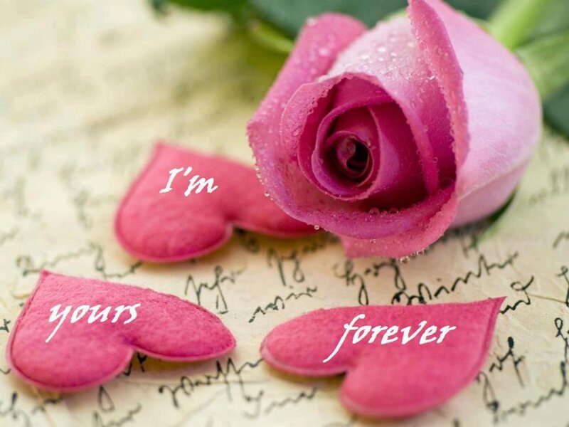 Pink Rose with Hearts — Romantic, Photograph, Paper