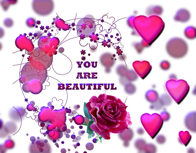 Pink Rose with Hearts — Romantic
