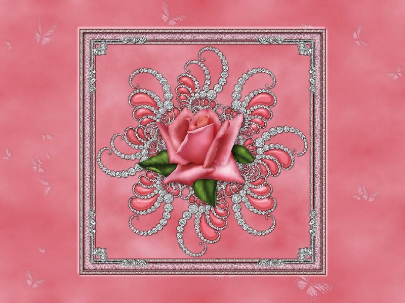Pink Rose with Jewels
