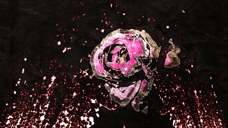 Pink rose with red splatters