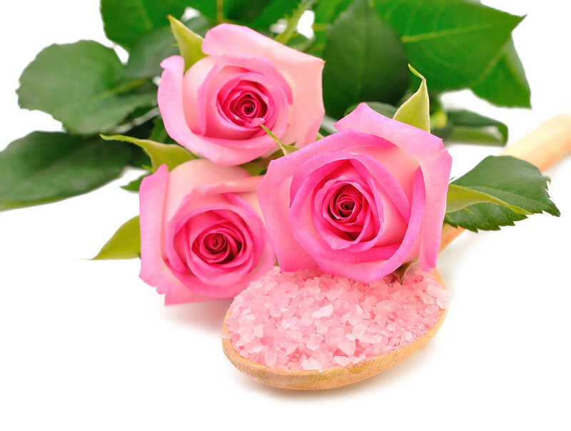 Pink Roses and Bath Salts — Calm, Photograph, Bath Salts