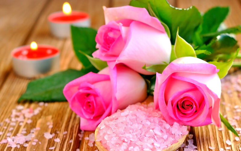 Pink Roses and Bath Salts — Calm, Photograph