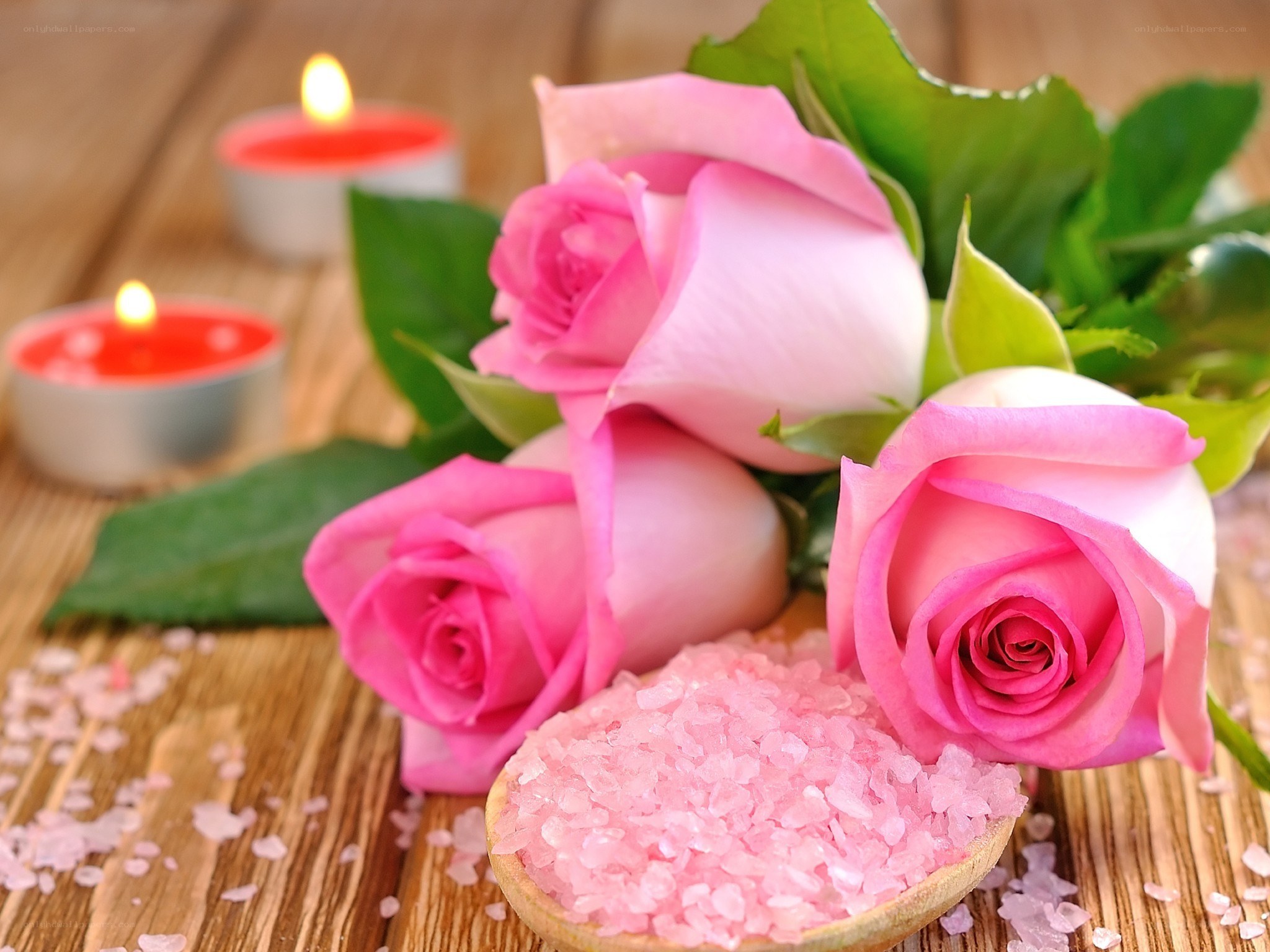 Pink roses and bath salts