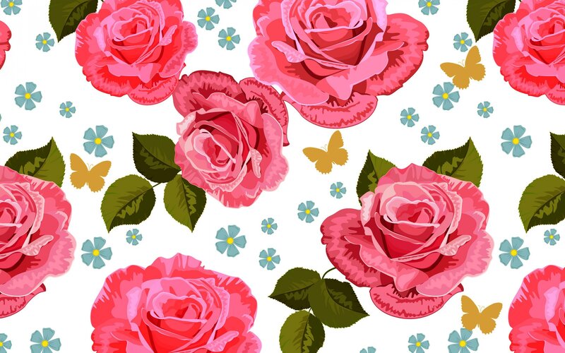 Pink Roses and Butterflies — Cheerful