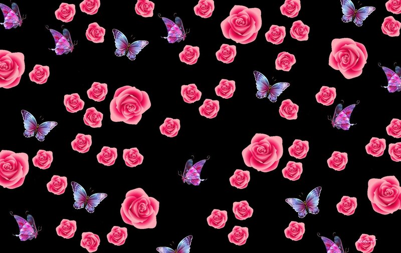 Pink Roses and Butterflies — Decorative