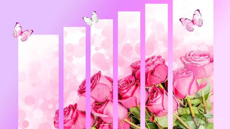 Pink Roses and Butterflies — Serene, Digital Art