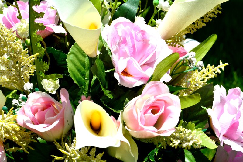 Pink Roses and Calla Lilies — Bright