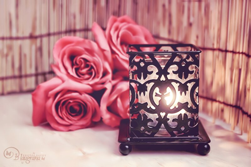 Pink Roses and Candle Holder