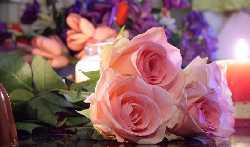 Pink Roses and Candles — Calm, Night