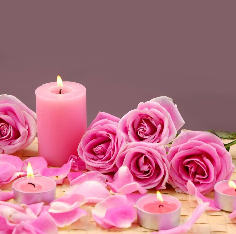Pink Roses and Candles — Calm, Photograph