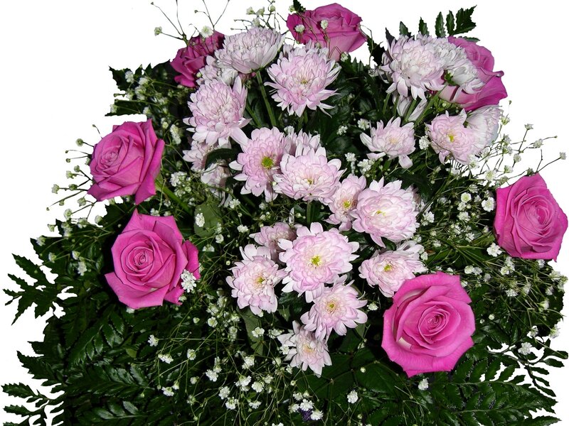 pink roses and chrysanthemums