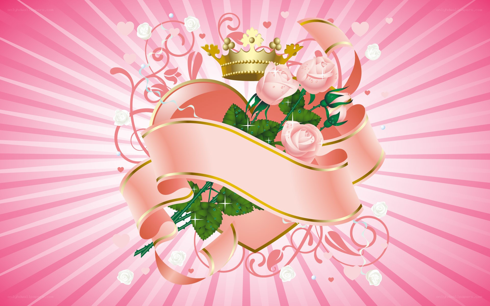 pink roses and crown design