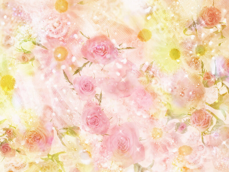 Pink Roses and Daisies — Dreamy, Digital Art
