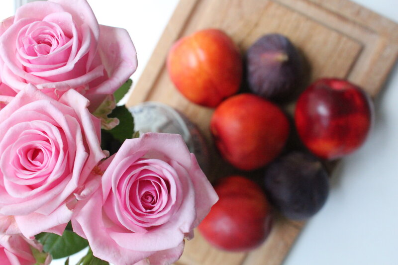 Pink Roses and Fruit
