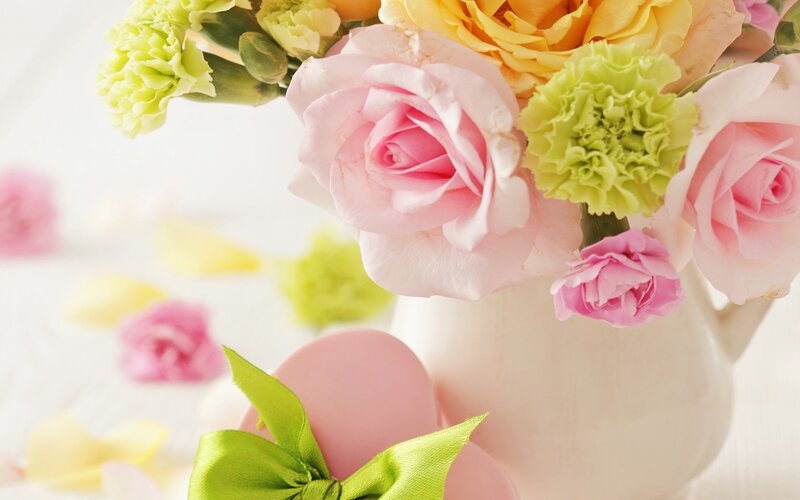 Pink Roses and Green Carnations