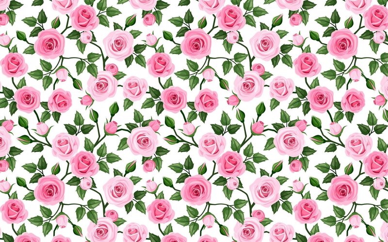 Pink Roses and Green Leaves — Calm, Vector Art