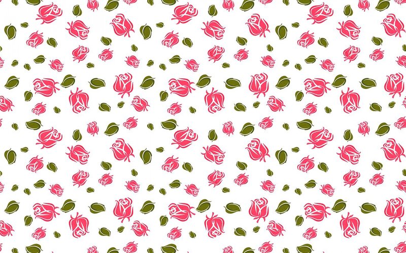 Pink Roses and Green Leaves — White