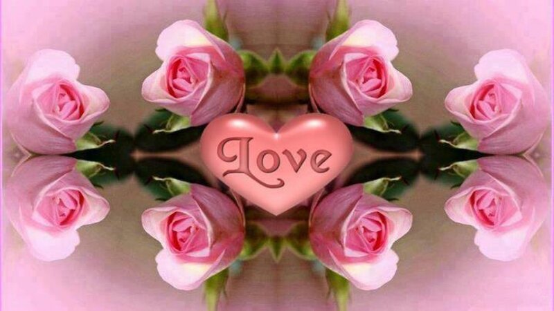 Pink Roses and Heart — Romantic, Digital Art