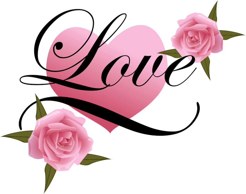 Pink Roses and Heart — Romantic, Vector Art
