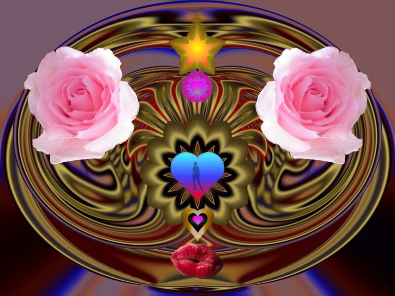 Pink Roses and Heart Symbols