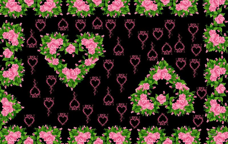 Pink Roses and Hearts — Black, Romantic