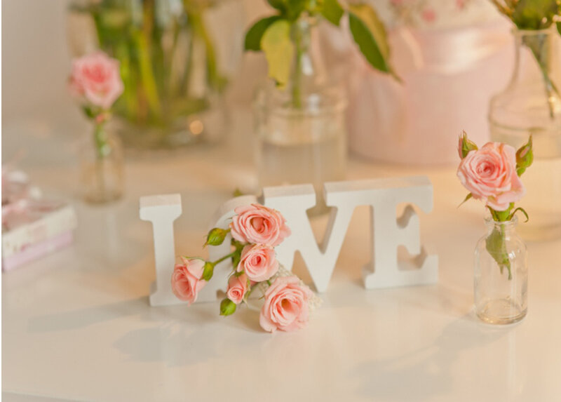 Pink Roses and Love Sign