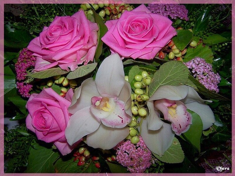 Pink Roses and Orchids