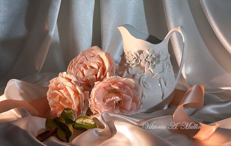 Pink Roses and Pitcher