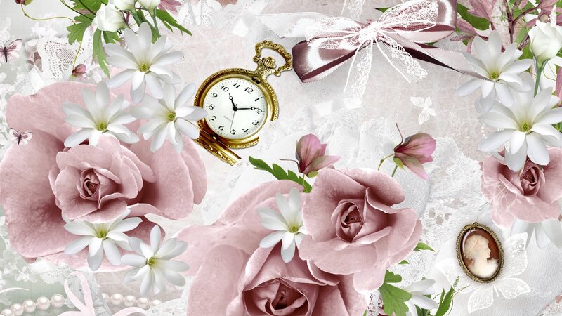 Pink Roses and Pocket Watch
