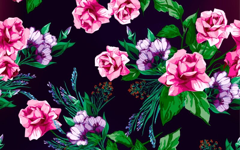 Pink Roses and Purple Flowers — Vibrant