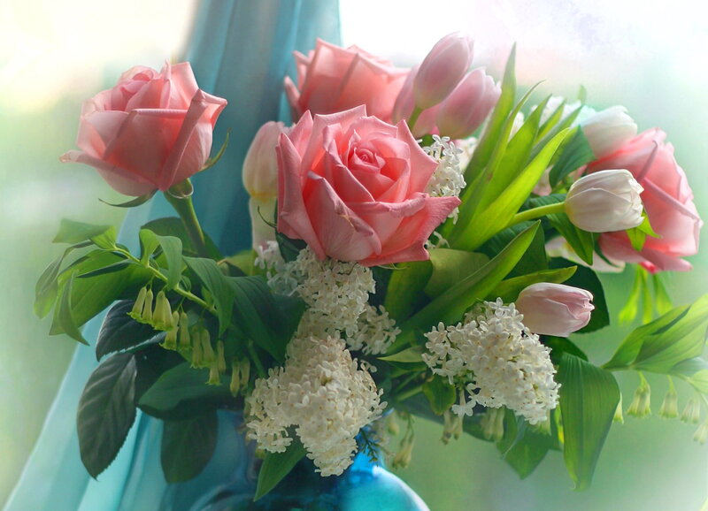 Pink Roses and Tulips — Serene