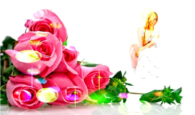 Pink Roses and Woman
