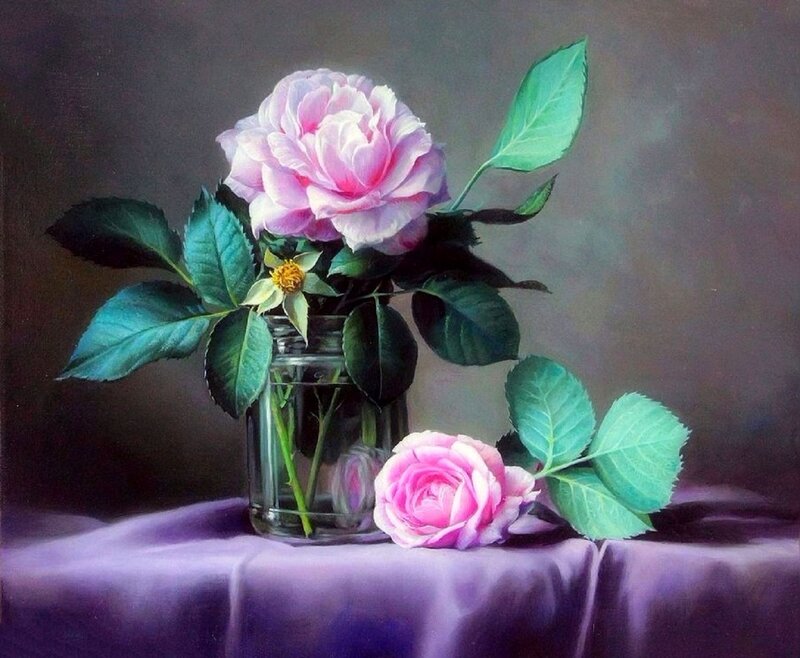 Pink Roses in a Jar