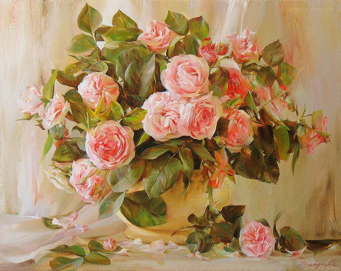 Pink roses in a vase