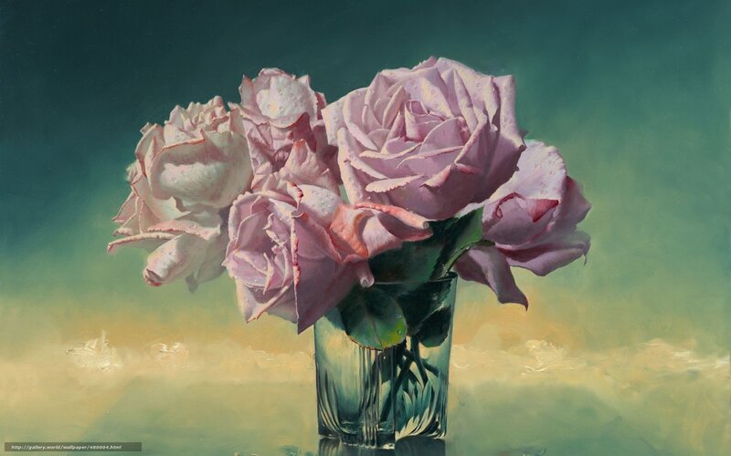 Pink Roses in a Vase — Green