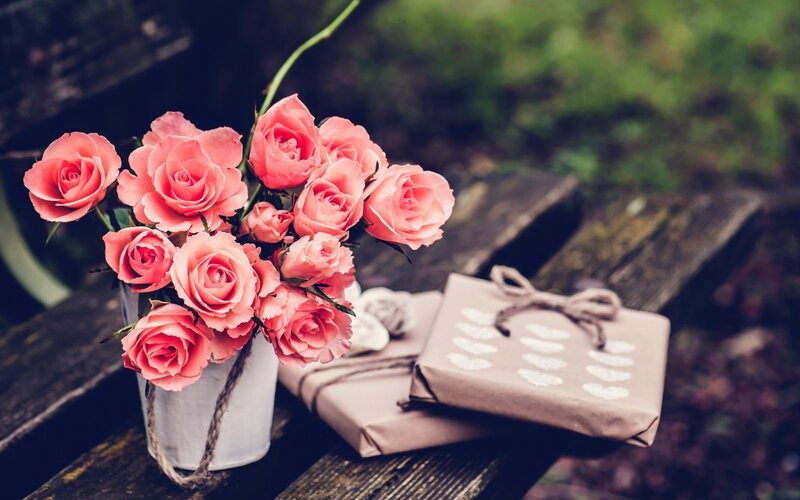 Pink Roses in a Vase — Serene, Afternoon, Photograph, Gift Boxes