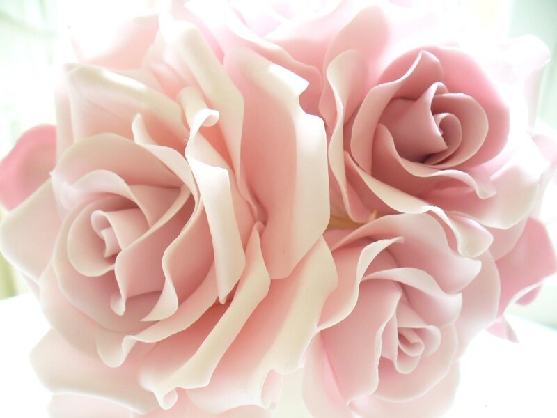 Pink Roses in Bouquet — Serene, Photograph, Petals