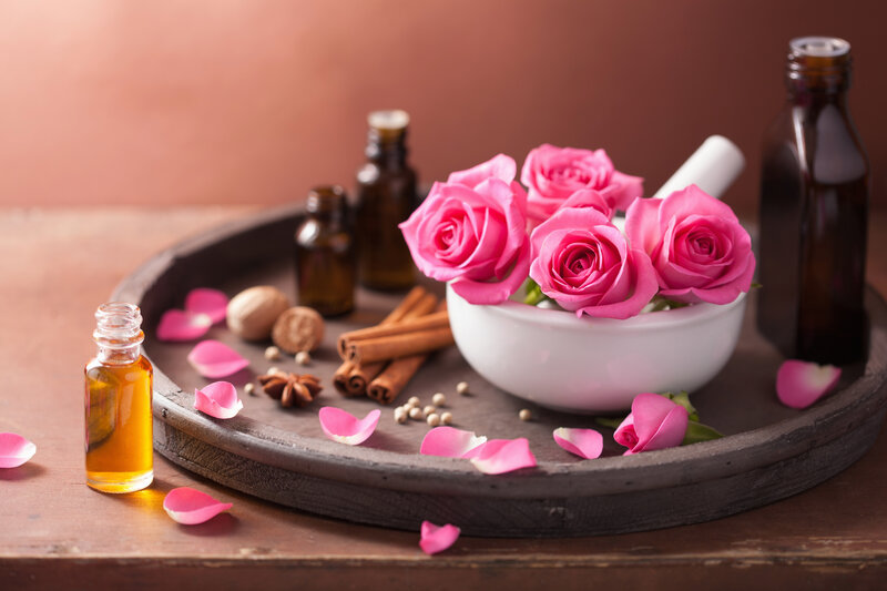 Pink Roses in Bowl — Brown