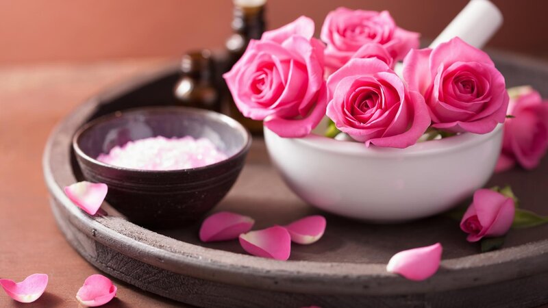 Pink Roses in Bowl — Calm, Photograph, Rose Petals