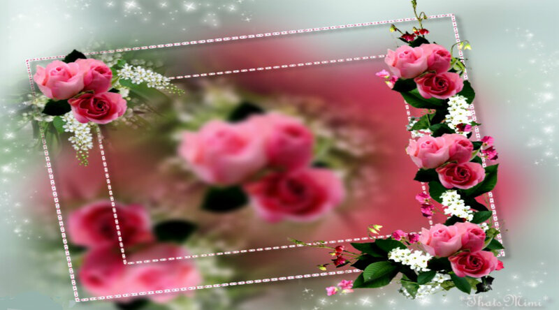 Pink Roses in Frame — Romantic, Digital Art