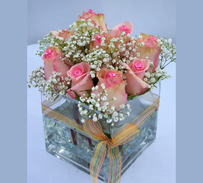 Pink Roses in Glass Vase — Calm
