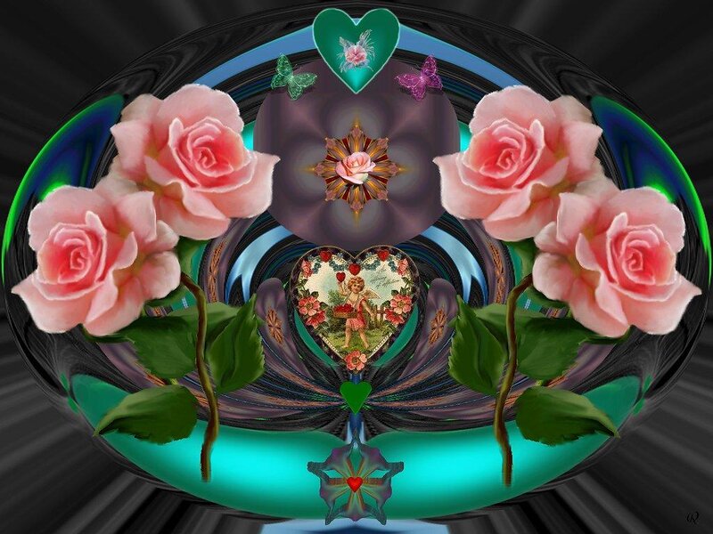 Pink Roses in Heart