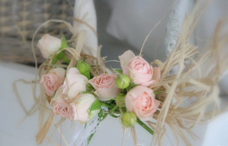 Pink Roses in Straw