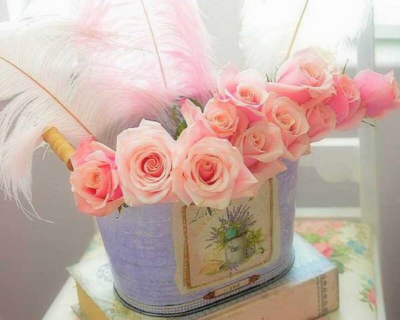 Pink Roses in Tin