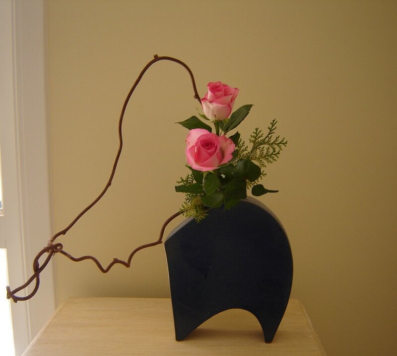 Pink Roses in Vase — Blue