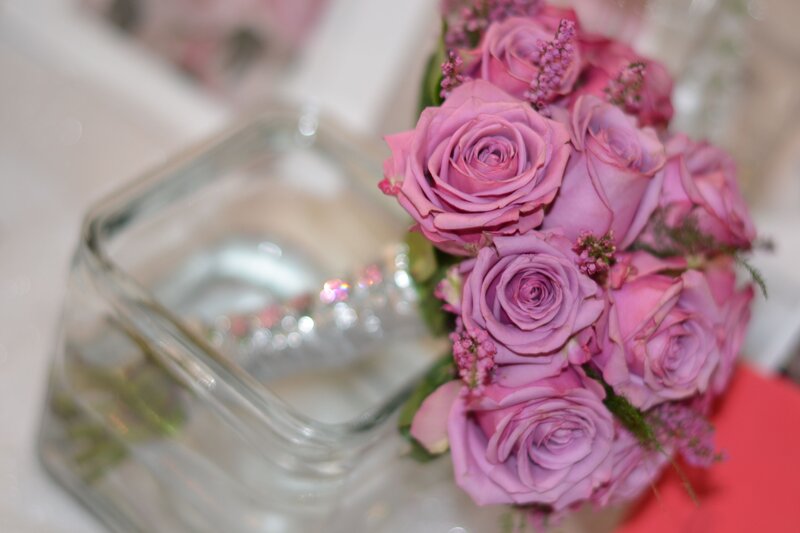 Pink Roses in Vase — Purple, Calm