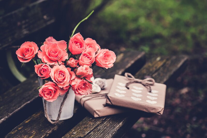 Pink Roses in Vase — Serene, Afternoon, Photograph, Gift Boxes