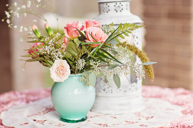 Pink Roses in Vase — Serene, Afternoon, Photograph, Lantern