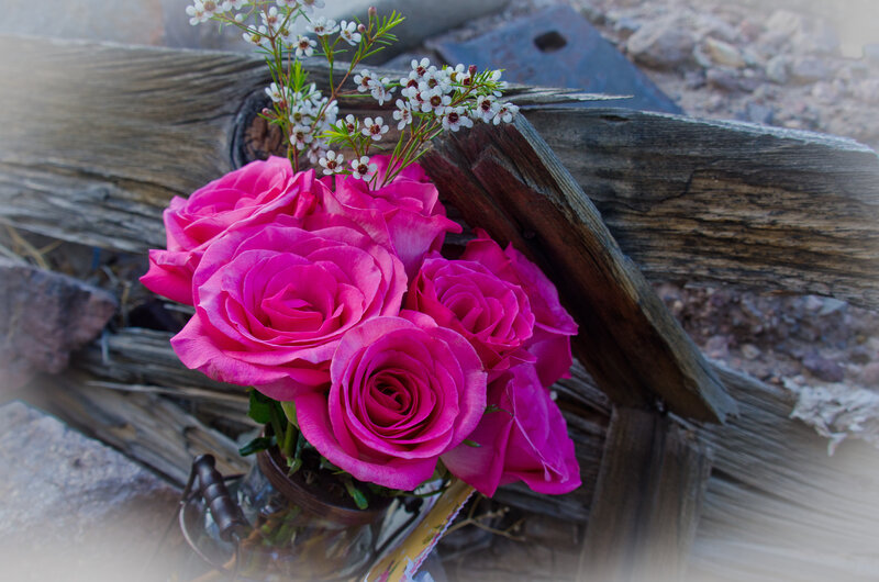 Pink Roses in Vase — Serene, Afternoon, Photograph, Wooden Structure